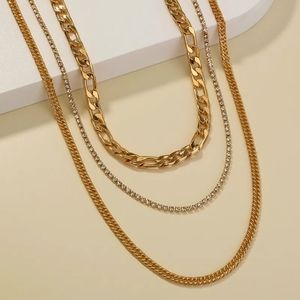 Multi-layer Metal diamond necklace